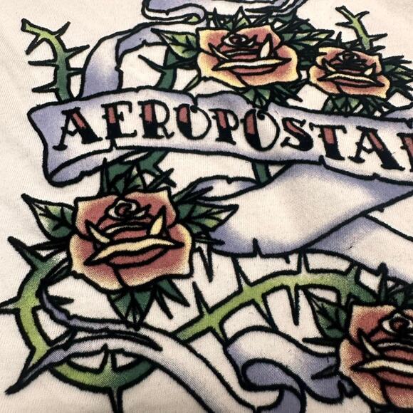Aeropostale Baby Tee Size XS Felt Embroidered Logo - Picture 4 of 5